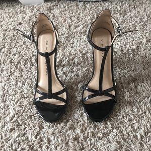 Black strappy high heels